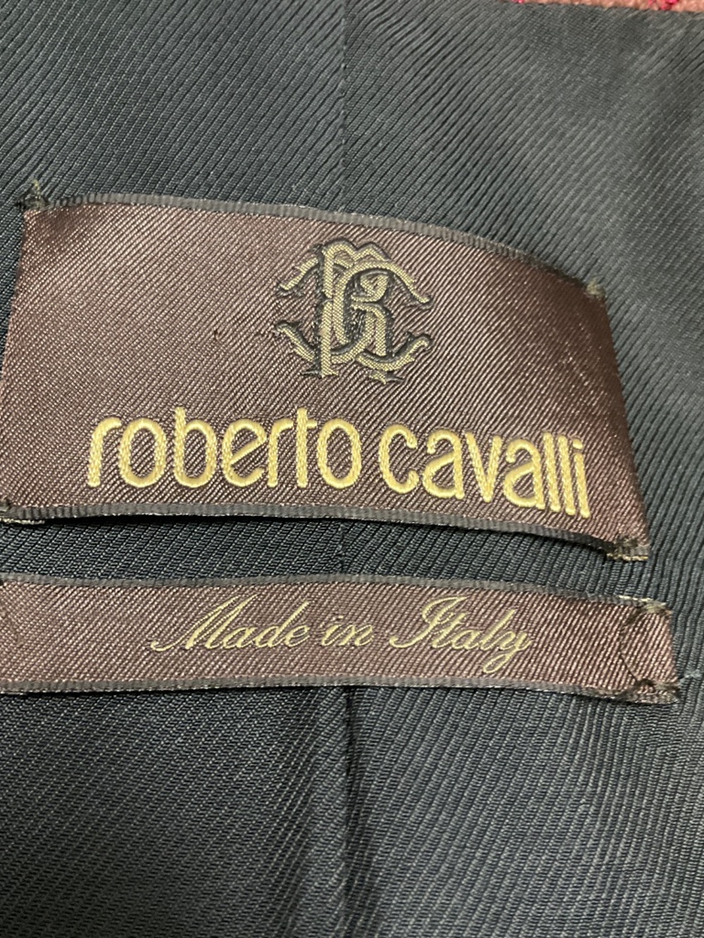 ROBERTO CAVALLI DUSTY ROSE METALLIC WOOL JACQUARD JACKET WITH BLACK STONE BUTTON - Picture 4 of 5